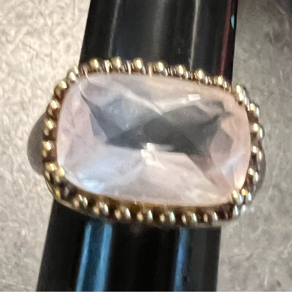 ROSE QUARTZ STERLING SILVER SIZE 6. Stamped .925